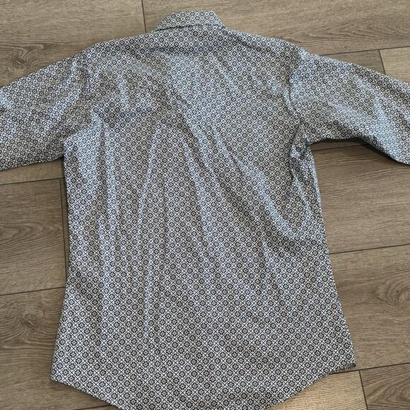 Ely Cattleman Shirt Mens Medium Blue Pattern Pearl Snap Western Cowboy Rodeo - Picture 6 of 6